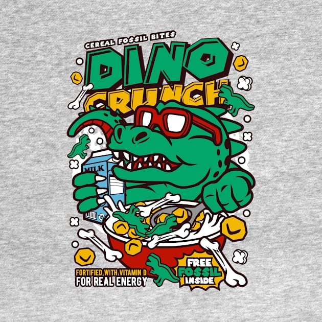 Retro Cartoon Cereal Box // Dino Crunch // Funny Vintage Breakfast Cereal by SLAG_Creative